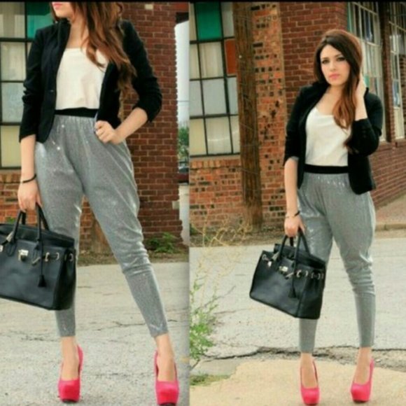 Kardashian Kollection Women’s Sequin Animal Print Pants L - Picture 1 of 6